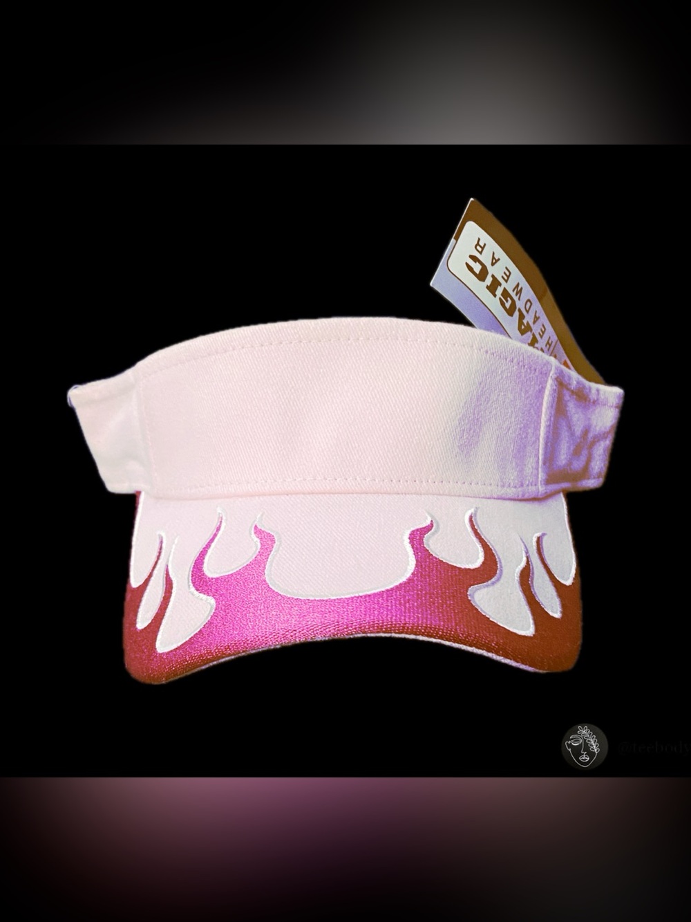 VTG Magic Headwear Pink Flame Sun Visor Hat NWT Deadstock 90s Y2K